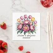 Serviette En Papier Mariage d'harmonie florale dynamique (En situation)