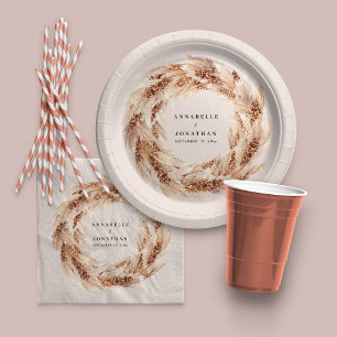 Serviette En Papier Mariage d'herbe bohème naturel moderne