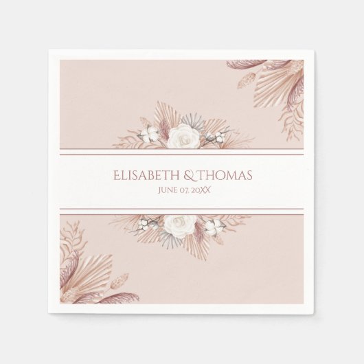 Serviette En Papier Mariage d'herbe Boho Pampas (Devant)