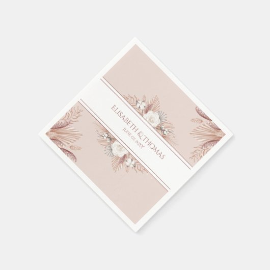 Serviette En Papier Mariage d'herbe Boho Pampas (Coin)