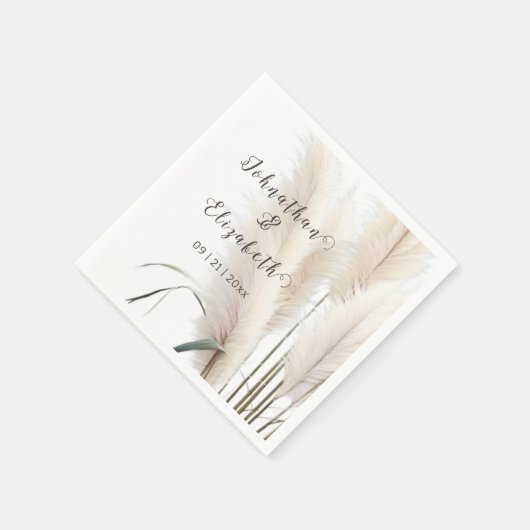 Serviette En Papier Mariage d'herbe Boho Pampas (Coin)