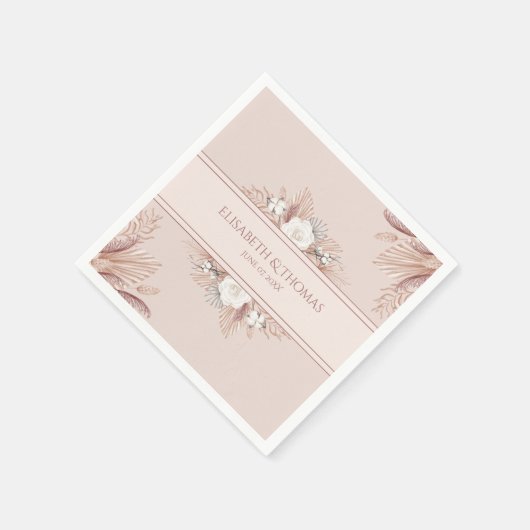 Serviette En Papier Mariage d'herbe Boho Pampas (Coin)