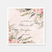Serviette En Papier Mariage d'herbe Neutral Boho rose Peony Pampas (Devant)