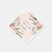 Serviette En Papier Mariage d'herbe Neutral Boho rose Peony Pampas (Coin)