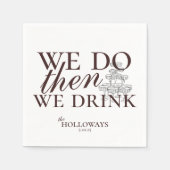 Serviette En Papier Mariage d'heure de cocktail Brown moderne (Devant)