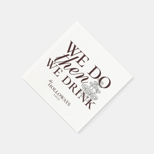 Serviette En Papier Mariage d'heure de cocktail Brown moderne (Coin)