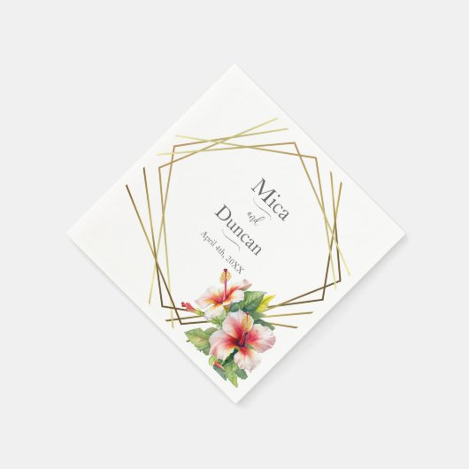 Serviette En Papier Mariage d'Hibiscus tropical (Coin)