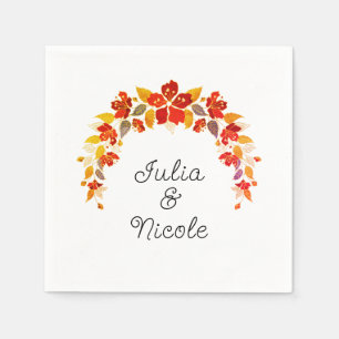 Serviette En Papier Mariage d'hibiscus tropicaux d'Orange brulé
