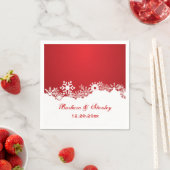 Serviette En Papier Mariage d'hiver blanc rouge Snowflake moderne (En situation)