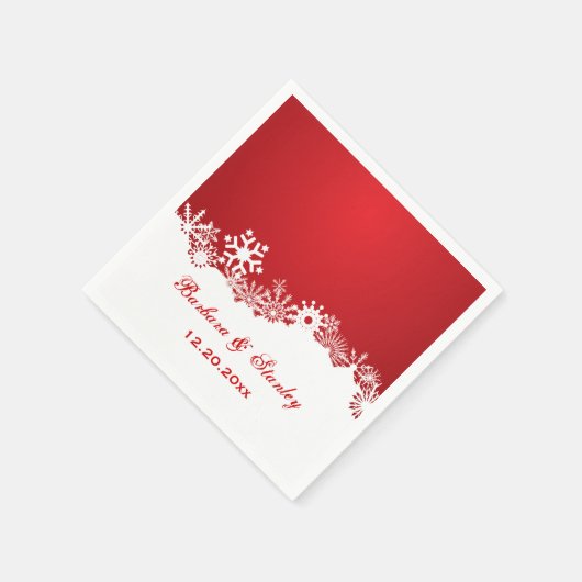 Serviette En Papier Mariage d'hiver blanc rouge Snowflake moderne (Coin)