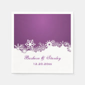 Serviette En Papier Mariage d'hiver blanc violet Snowflake moderne (Devant)