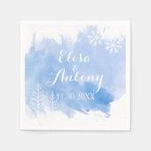 Serviette En Papier Mariage d'hiver bleu d'aquarelle (Devant)