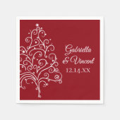 Serviette En Papier Mariage d'hiver de l'arbre de Noël rouge (Devant)