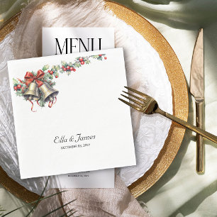 Serviette En Papier Mariage d'hiver personnalisé Holly et Bells