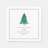 Serviette En Papier Mariage d'hiver personnalisé Hunter Green (Devant)