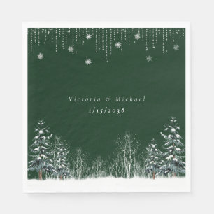 Serviette En Papier Mariage d'hiver Pins Flocons de neige