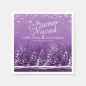 Serviette En Papier Mariage d'hiver pins lac violet art (Devant)