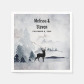Serviette En Papier Mariage d'hiver Rindeer Aquarelle gris rustique (Devant)