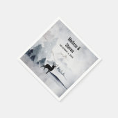 Serviette En Papier Mariage d'hiver Rindeer Aquarelle gris rustique (Coin)