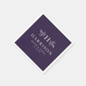 Serviette En Papier Mariage d'hiver rustique monogramme prune violet d (Coin)