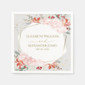 Serviette En Papier Mariage d'hiver serviettes Aquarelle dorée Floral (Devant)