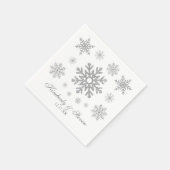 Serviette En Papier Mariage d'hiver Silver Snowflake Napkins (Coin)