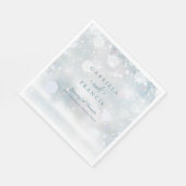 Serviette En Papier Mariage d'hiver Snowflakes Élégant Script (Coin)
