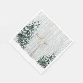 Serviette En Papier Mariage d'hiver Sparkle Snowflakes Pine Trees (Coin)