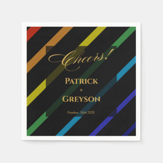 Serviette En Papier Mariage d'hommes gays Élégant cocktail arc-en-ciel