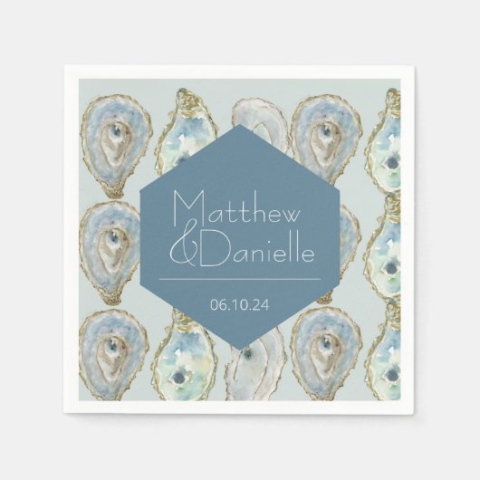 Serviette En Papier Mariage d'huîtres aquarelle (Devant)