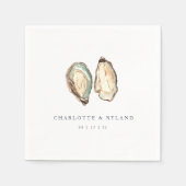 Serviette En Papier Mariage d'huîtres côtières aquarelle (Devant)