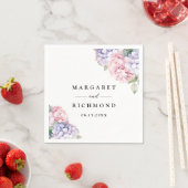 Serviette En Papier Mariage d'Hydrangée rose pâle et pourpre (En situation)