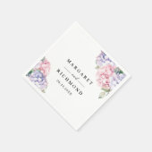 Serviette En Papier Mariage d'Hydrangée rose pâle et pourpre (Coin)