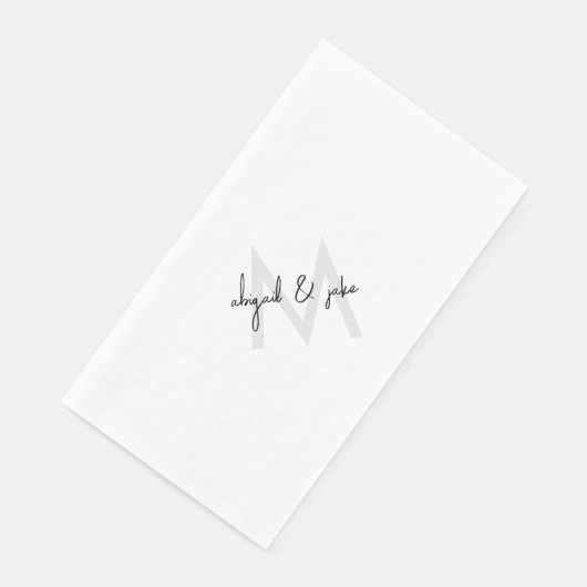 Serviette En Papier Mariage diagonal de monogramme et de noms de coupl (Coin)
