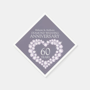 Serviette En Papier Mariage diamant Anniversaire nom de coeur serviett