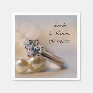 Serviette En Papier Mariage Diamond Ring et Pearl