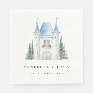 Serviette En Papier Mariage d'illustration du château d'aquarelle roma