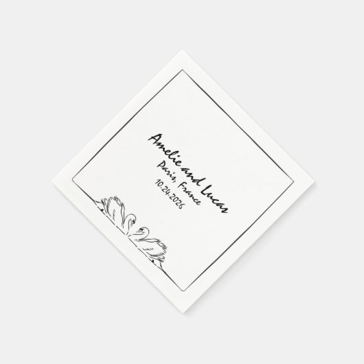 Serviette En Papier Mariage d'illustration manuscrite de cygne intempo (Coin)