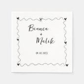Serviette En Papier Mariage d'illustration noir Scribble dessiné à la  (Devant)