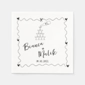 Serviette En Papier Mariage d'illustration noir Scribble dessiné à la  (Devant)