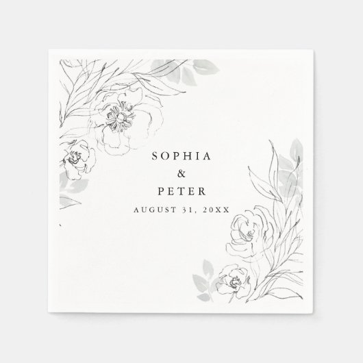 Serviette En Papier Mariage d'illustration végétale (Devant)