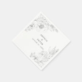 Serviette En Papier Mariage d'illustration végétale (Coin)