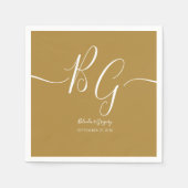 Serviette En Papier Mariage d'initiaux dorés simple et élégant (Devant)