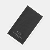 Serviette En Papier Mariage d'initiaux simples en noir (Coin)