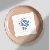 Serviette En Papier Mariage d'initiés Floral Bleu et Blanc