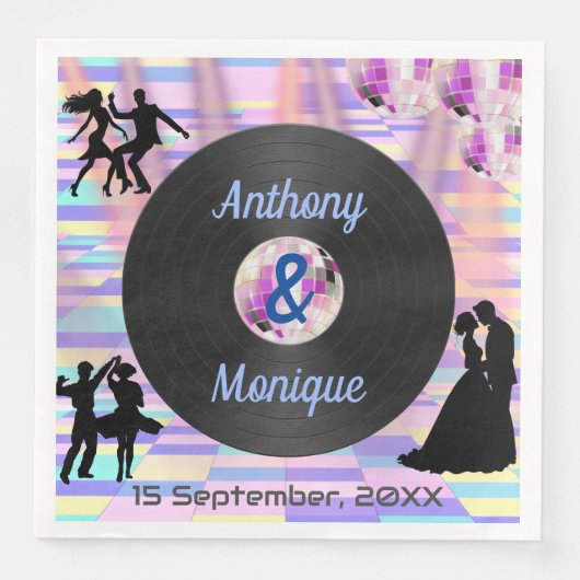 Serviette En Papier Mariage Disco personnalisable (Devant)