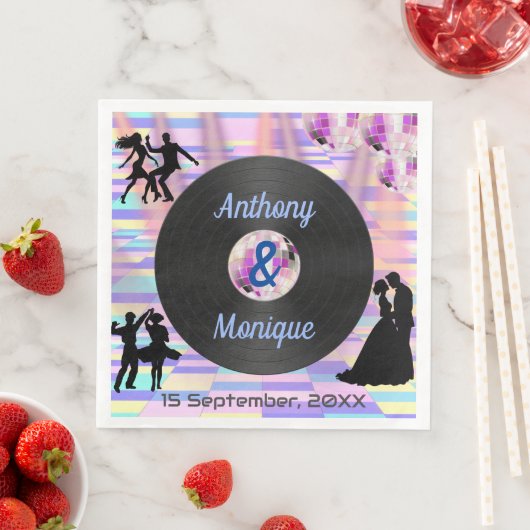 Serviette En Papier Mariage Disco personnalisable (En situation)