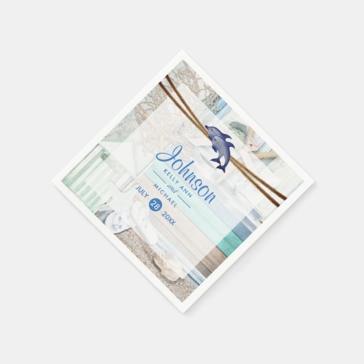 Serviette En Papier Mariage Dolphin en bord de mer (Coin)