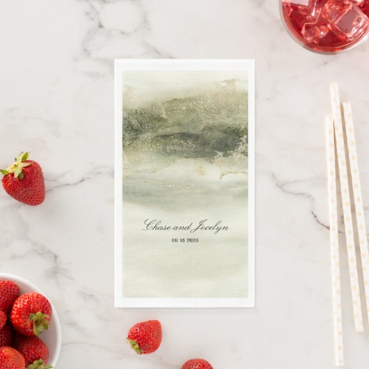 Serviette En Papier Mariage d'ondulation or et sable (En situation)