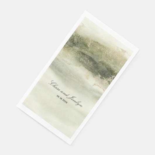 Serviette En Papier Mariage d'ondulation or et sable (Coin)